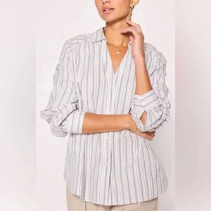 NEW Brochu Walker The Tanner Stripe Blouse Tempest Stripe Combo